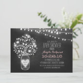 Mason Jar Chalkboard & Lights Baby shower Uitnodig Kaart (Staand voorkant)