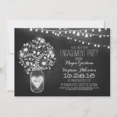 Mason Jar Chalkboard & Lights verlovingsfeest Kaart (Voorkant)