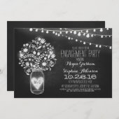 Mason Jar Chalkboard & Lights verlovingsfeest Kaart (Voorkant / Achterkant)