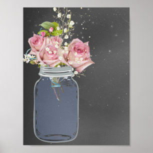 Mason Jar Chalkboard, Rozen roze, Aangepast Poster