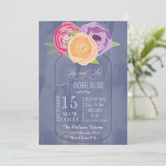 Mason Jar Chalkboard Sip en See Kaart (Staand voorkant)