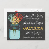 Mason Jar Chalkboard Sla de datum op Aankondigingskaart (Voorkant / Achterkant)