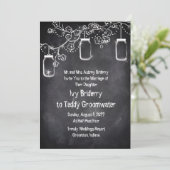 Mason Jar Chalkboard String Lights Rustic Wedding Kaart (Staand voorkant)