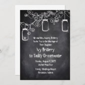 Mason Jar Chalkboard String Lights Rustic Wedding Kaart (Voorkant / Achterkant)