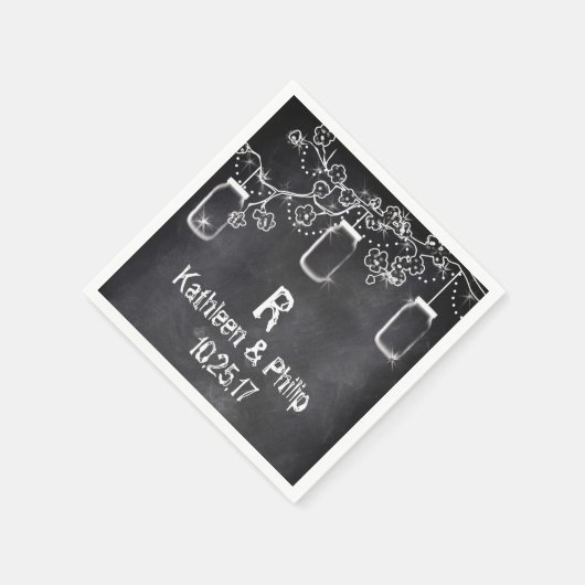 Mason Jar Chalkboard String Lights Rustic Wedding Servet (Hoek)