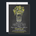 mason jar chalkboard verlofpartij kaart<br><div class="desc">Moderne uitnodigingen van de chalkboardverlovingspartij met maankwaar vol met verschillende gele wildbloemen, madeliefjes, bladeren en geel ontwerp van de liefdesharten. De Cute en trendy Chalkboard verlovingspartij nodigt uit voor een rustige maar moderne verloving douche. —Neem contact met mij op als u hulp nodig hebt bij de aanpassing of als u...</div>