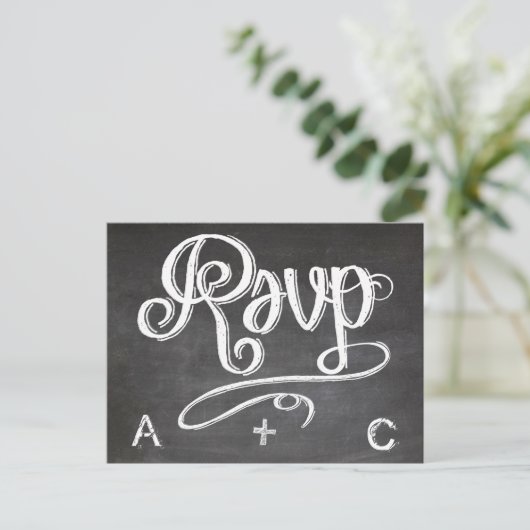 Mason Jar Chalkboard Wedding RSVP Reactie Uitnodiging Briefkaart (Staand voorkant)