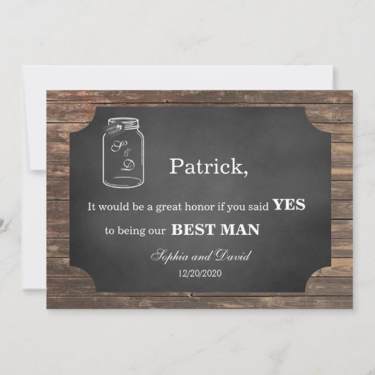Mason Jar Chalkoard ben je mijn beste man? Kaart (Achterkant)
