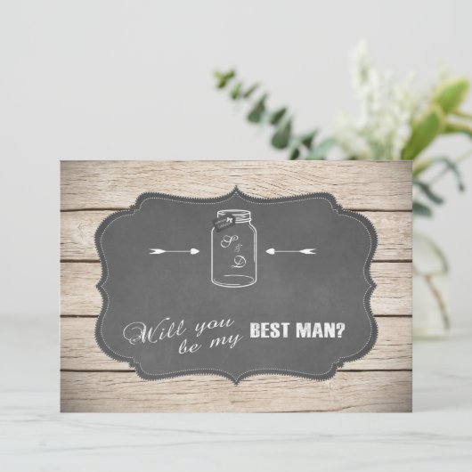Mason Jar Chalkoard ben je mijn beste man? Kaart (Staand voorkant)