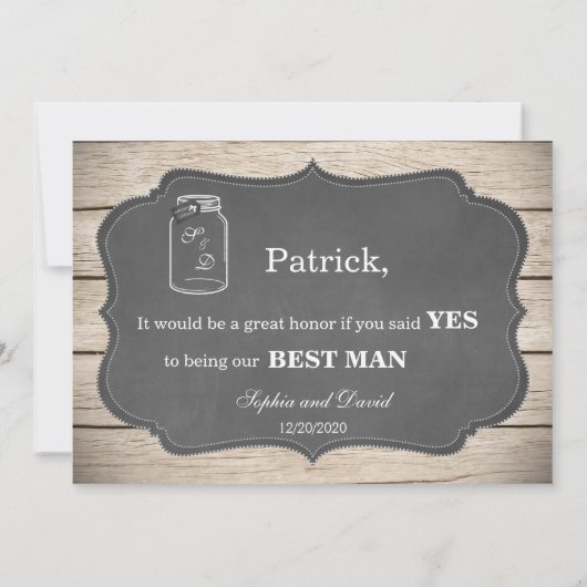 Mason Jar Chalkoard ben je mijn beste man? Kaart (Achterkant)