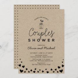 Mason Jar, Chic Kraft Black Couples Wedding Shower Kaart