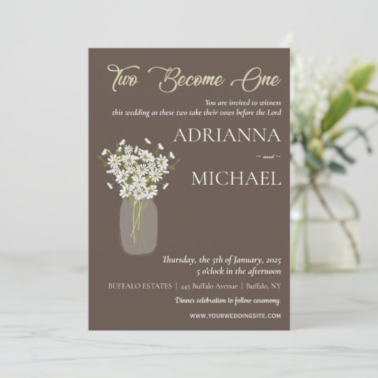 Mason Jar Christelijke Religieuze bruiloft uitnodi Kaart (Staand voorkant)