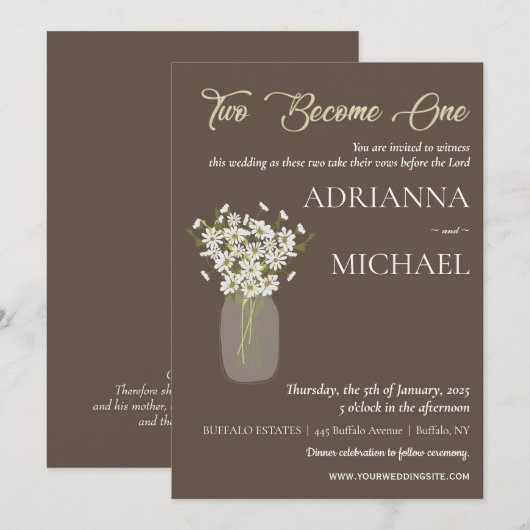 Mason Jar Christelijke Religieuze bruiloft uitnodi Kaart (Voorkant / Achterkant)