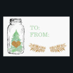 Mason Jar Christmas Tree Gift Label Sticker<br><div class="desc">Een  kleine waterverf met een gouden hart - geweldig voor uw cadeauverpakking dit vakantieseizoen.</div>