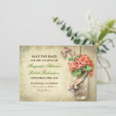 Mason Jar & Coral Flowers Sla de datumkaarten op Save The Date (Staand voorkant)