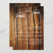 Mason Jar Country Barn Wood Wedding Invitations Kaart (Voorkant / Achterkant)