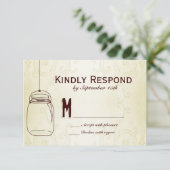 Mason Jar Country Swirls Weddenschap RSVP-kaarten RSVP Kaartje (Staand voorkant)