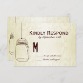 Mason Jar Country Swirls Weddenschap RSVP-kaarten RSVP Kaartje (Voorkant / Achterkant)