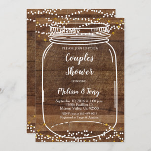 Mason Jar Couple Shower-uitnodigkaart Kaart