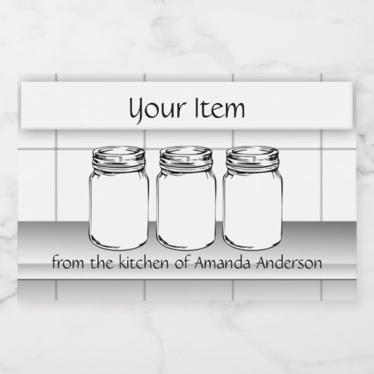 Mason Jar Custom Uw Artikel Moden Productlabel 3x2 Voedselcontainer Etiket (Enkel label)