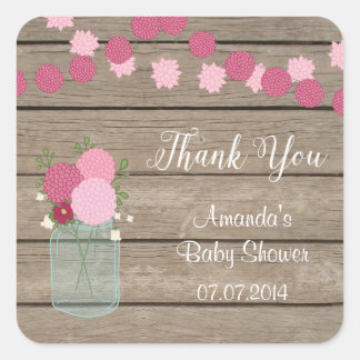 Mason Jar Dahlia Baby shower Dank u Stickers