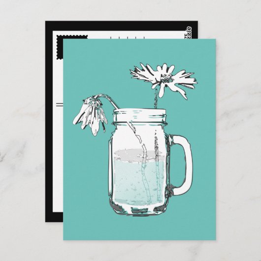 mason jar daisies briefkaart (Voorkant / Achterkant)