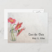 Mason Jar Daisies Briefkaart - Save the Date (Voorkant / Achterkant)