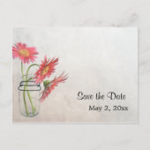 Mason Jar Daisies Briefkaart - Save the Date (Voorkant)