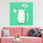 mason jar daisies canvas afdruk (Insitu (Woonkamer))