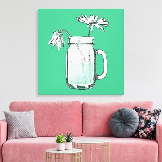 mason jar daisies canvas afdruk (Insitu (Woonkamer))