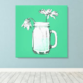 mason jar daisies canvas afdruk (Insitu (Houten vloer))