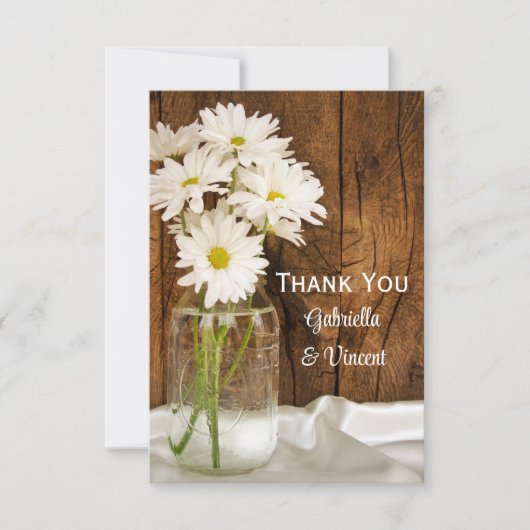 Mason Jar Daisies Country Barn Weddenschap Bedankt (Voorkant)