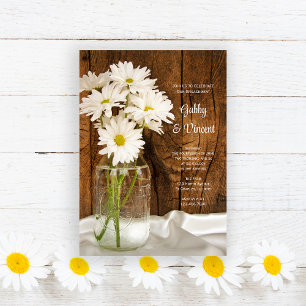 Mason Jar Daisies Country Verloving Barn Party Kaart