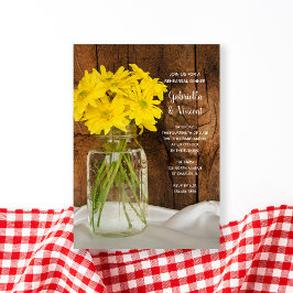 Mason Jar Daisies Country Wedding Rehearsal Dinner Kaart