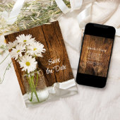 Mason Jar Daisies Country Wedding Save the Date Kaart