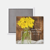 Mason Jar Daisies Country Wedding Save the Date Magneet (Voorkant / Achterkant)