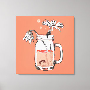 Mason Jar Daisies Dood Canvas Afdruk