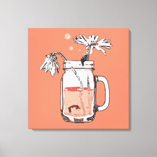 Mason Jar Daisies Dood Canvas Afdruk