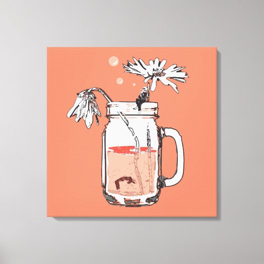 Mason Jar Daisies Dood Canvas Afdruk (Voorkant)