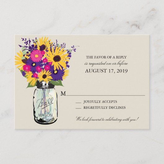 Mason Jar Daisies en zonnebloemen | RSVP (Voorkant)
