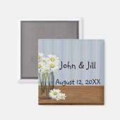 Mason Jar Daisies Favor Magnet (Voorkant / Achterkant)