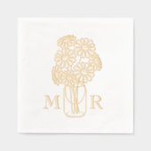 Mason Jar Daisies Monogram Initialen bruiloft Folie Servetten (Voorkant)