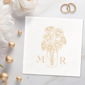 Mason Jar Daisies Monogram Initialen bruiloft Folie Servetten