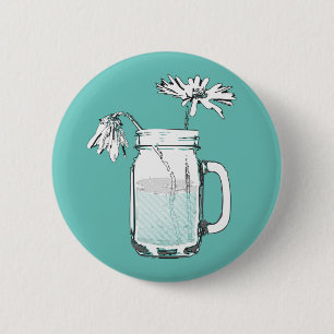 mason jar daisies ronde button 5,7 cm