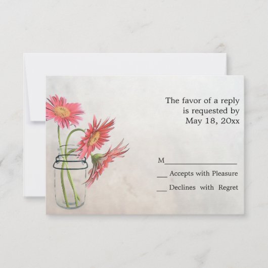Mason Jar Daisies RSVP-kaarten RSVP Kaartje (Voorkant)