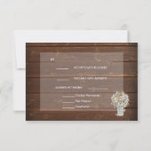 Mason Jar Daisies Rustic Barn Wood Barefoot Bride™ RSVP Kaartje (Achterkant)