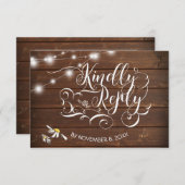 Mason Jar Daisies Rustic Barn Wood Barefoot Bride™ RSVP Kaartje (Voorkant / Achterkant)