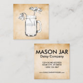 mason jar daisies square visitekaartje (Voorkant / Achterkant)