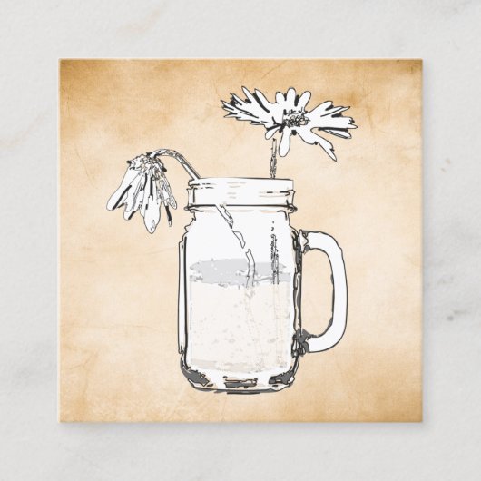 mason jar daisies square visitekaartje (Voorkant)