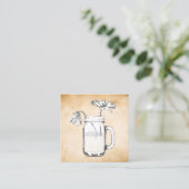 mason jar daisies square visitekaartje (Staand voorkant)